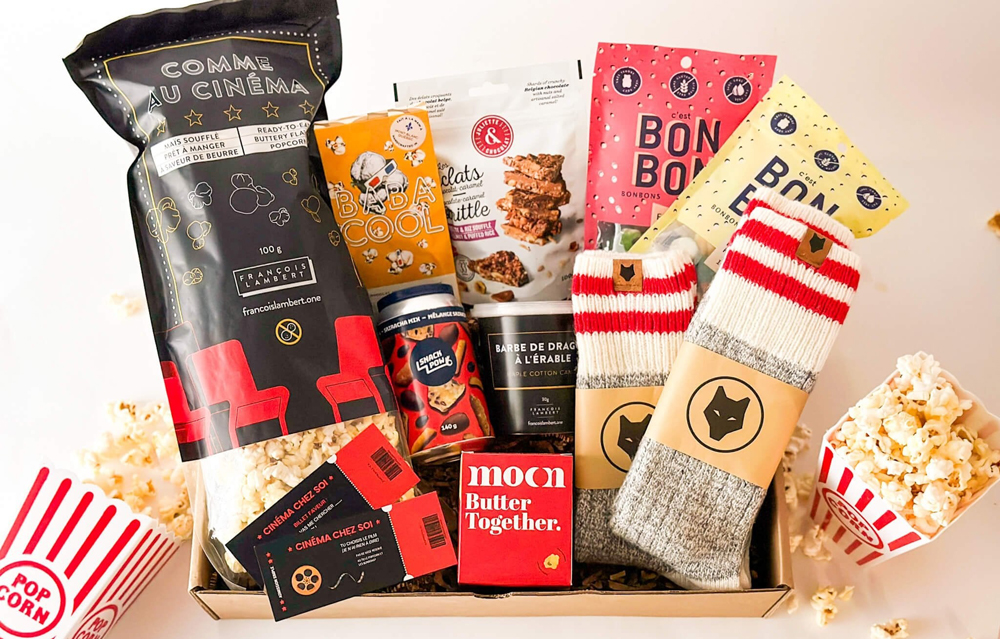 Movie night box is perfect for newlyweds with many gifts inside