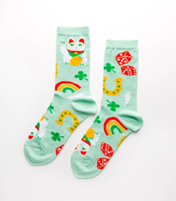 Lucky Cat & Clover Socks