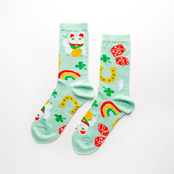Lucky Cat & Clover Socks