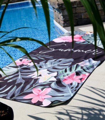 Green Flower Microfibre Towel