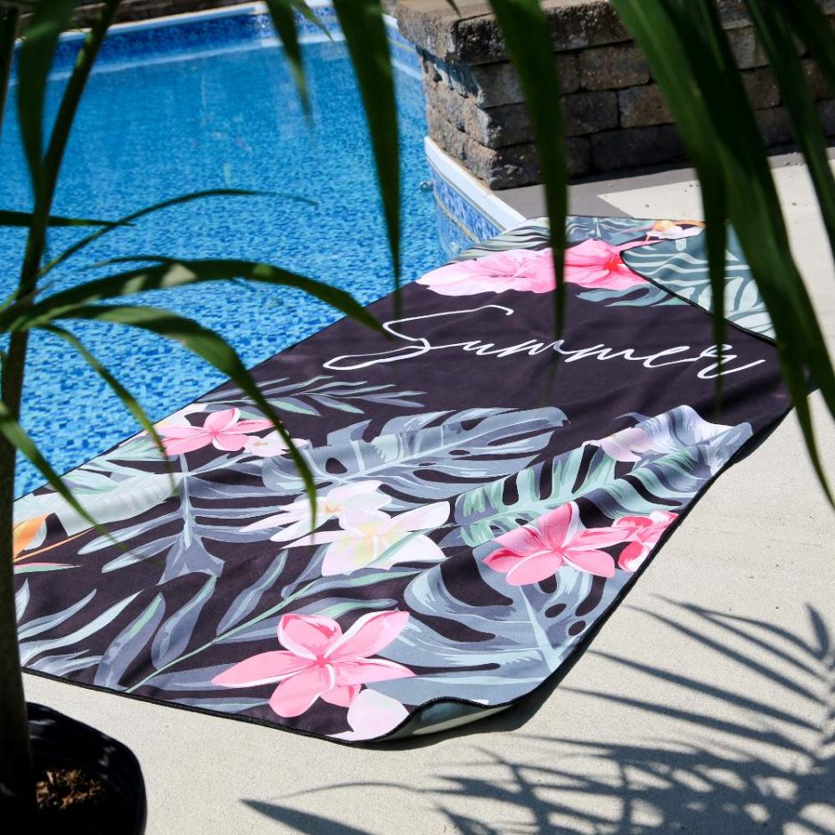 Green Flower Microfibre Towel