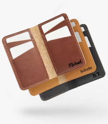 Customizable vertical leather wallet